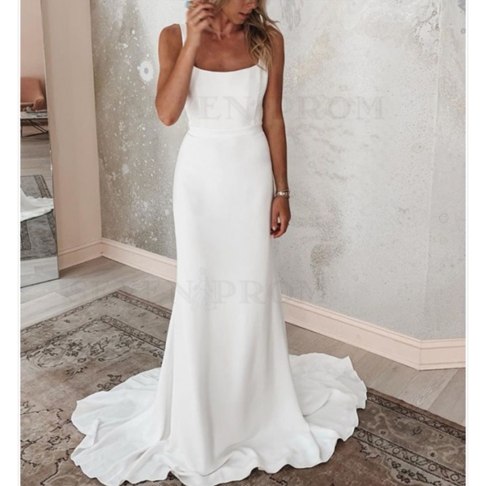Simple Square Neck Mermaid Wedding Dress